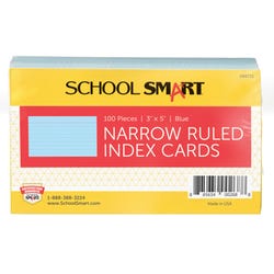 School Smart Ruled Index Cards, 3 x 5 Inches, Blue, Pack of 100 088715
