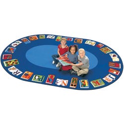 Image for Carpets for Kids Reading by The Book Carpet, 6 Feet 9 Inches x 9 Feet 5 Inches, Oval, Multicolored from School Specialty