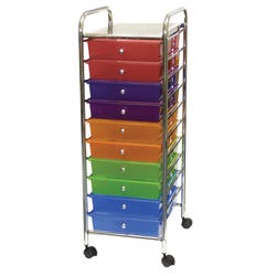 Image for Mobile Organizer, 10 Drawers, 13 x 38 x 15-1/4 Inches, Multiple Colors from School Specialty
