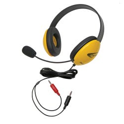Image for Califone Listening First 2800YL-AV Over-Ear Stereo Headset with Gooseneck Microphone, Dual 3.5mm Plug, Yellow, Each from School Specialty