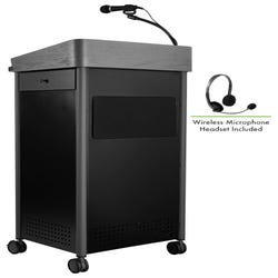 Image for Oklahoma Sound Greystone Lectern with Sound and Wireless Headset Mic, 23-1/2 x 19-1/4 x 45-1/2 Inches from School Specialty