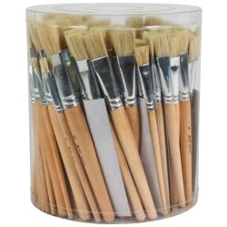Sax White Bristle Brush School Packs, Flat Type, Short Handle, Assorted Sizes, Set of 144 Item Number 461015