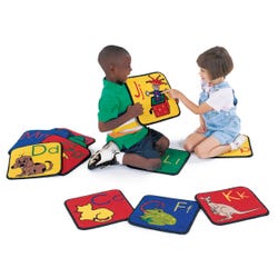 Image for Carpets for Kids KID$Value PLUS ABC Phonics Seating Squares Carpet, 12 x 12 Inches, Set of 26, Multicolored from School Specialty