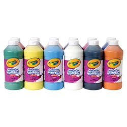 Image for Crayola Artista II Washable Tempera Paints, Pint, Assorted Colors, Set of 12 from School Specialty