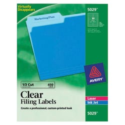 Image for Avery Printable File Folder Labels, 2/3 x 3-7/16 Inches, Clear, Pack of 450 from School Specialty