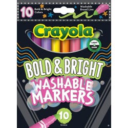 Image for Crayola Broad Line Washable Markers, Assorted Bold & Bright Colors, Pack of 10 from School Specialty