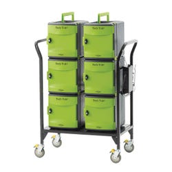 Copernicus Tech Tub2 Modular Cart with syncing USB hub, Holds 32 iPads, 34 x 19 x 43 Inches, Black and Green, Each, Item Number 1566458