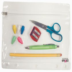 Image for School Smart Zipper Binder Pouches , 7 x 10 Inches, Clear and White, Pack of 24 from School Specialty