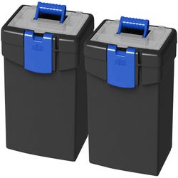 Storex File Storage Box with XL Storage Lid, 10-7/8 x 13-1/4 x 11 Inches, Black/Blue, Pack of 2, Item Number 2021186
