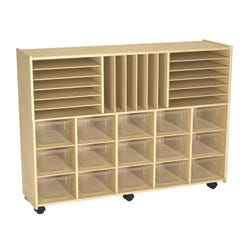 Childcraft Mobile Store-and-Stack Storage Unit, Locking Casters, 15 Clear Trays, 47-3/4 x 14-1/4 x 36 Inches 2128471
