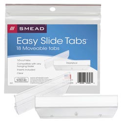 Image for Smead Easy Slide Hanging Folder Tabs, 1/3 Cut, Clear, Pack of 18 from School Specialty