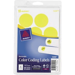 Image for Avery Printable Color Coding Labels, 1-1/4 Inch Diameter, Neon Yellow, Pack of 400 from School Specialty
