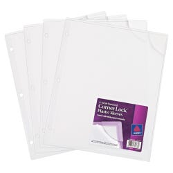 Image for Avery Corner Lock Binder Sleeve, 8-1/2 x 11 Inches, Clear, Pack of 4 from School Specialty