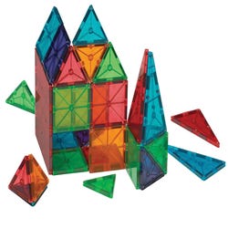 Image for Magna-Tiles 3D Magnetic Building Tiles, Clear Colors, 100 Pieces from School Specialty