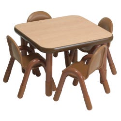Image for Angeles BaseLine Pre-School Square Light-Weight Table and Chair Set, 30 x 30 x 20 Inches, Natural, 4 Chairs from School Specialty