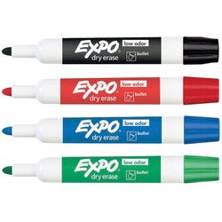 Image for EXPO Dry Erase Markers, Bullet Tip, Assorted Set of 4 from School Specialty