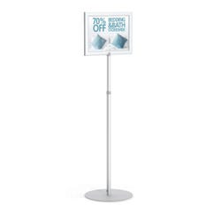 Image for Testrite Visual Perfex Pedestal SignFrames, 8-1/2 x 11 inches, 26 to 50 Adjustable Height, Silver from School Specialty