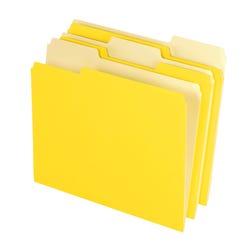 Image for School Smart Colored File Folders Two-Tone, Letter Size, 1/3 Cut Tabs, Yellow, Pack of 100 from School Specialty