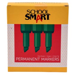 Image for School Smart Non-Toxic Permanent Markers, Broad Chisel Tip, Green, Pack of 12 from School Specialty