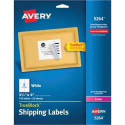 Image for Avery TrueBlock Shipping Labels, Laser, 3-1/3 x 4 Inches, White, Pack of 150 from School Specialty