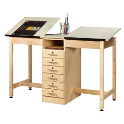 Image for Diversified Woodcrafts 2-Station Drawing Table with Drawers, 60 x 24 x 36 Inches from School Specialty