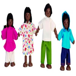 Image for PlanToys Wooden Doll Family, African American, Set of 4 from School Specialty
