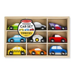 Image for Melissa & Doug Wooden Car Set, 9 Pieces with Storage Tray from School Specialty
