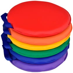 Image for Childcraft Round Cushions, 12 x 12 x 1 Inches, Primary Color, Set of 6 from School Specialty