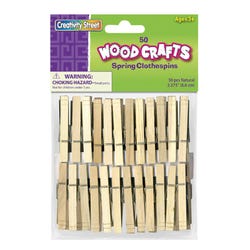 Creativity Street Wood Spring Clothespin, 3-3/4 in, Natural, Pack of 50 Item Number 1006317