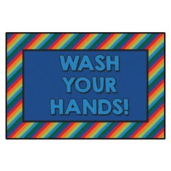 Carpets for Kids KID$Value Rainbow Striped Wash Your Hands Mat, 3 x 4-1/2 Feet, Rectangle, Multicolored, Item Number 2051447
