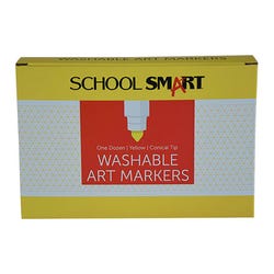 School Smart Washable Art Markers, Conical Tip, Yellow, Pack of 12 2002982