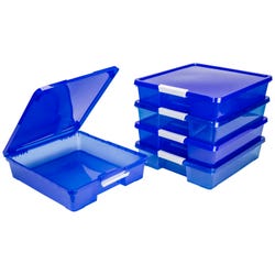 Image for Storex Classroom Project Box, 13-1/4 x 15-1/4 x 3-1/4 Inches, Transparent Blue, Pack of 5 from School Specialty
