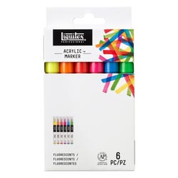 Image for Liquitex Professional Fine Tip Paint Markers, Assorted Fluorescent Colors, Set of 6 from School Specialty