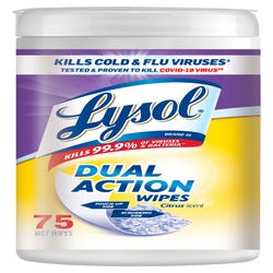 Image for Lysol Dual Action Disinfecting Wipes, Citrus Scent, 75 Wipes from School Specialty