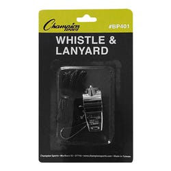 Image for Champion Sports Metal Whistle and Lanyard, Pack of 12, Black from School Specialty