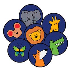 Carpets for Kids KID$Value PLUS God's Animals Seating Rugs, Rounds, 12 Inches, Multicolored, Set of 20, Item Number 1320502