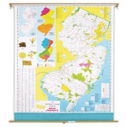 Image for Nystrom New Jersey Pull Down Roller Classroom Map, 51 x 68 Inches from School Specialty