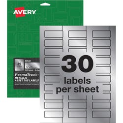 Image for Avery PermaTrack Metallic Asset Tag Labels, 3/4 x 2 Inches, Glossy Silver, Pack of 240 from School Specialty