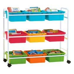 Copernicus Book Browser Cart with Vibrant Tubs, 40-1/2 x 15-3/4 x 36-1/2 Inches, Item Number 2096436
