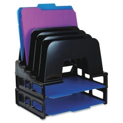 Image for Officemate OIC Combination Side Loading Tray and Incline Sorter with Two Trays, 13-1/2 X 9 X 14-1/2 in, Black from School Specialty