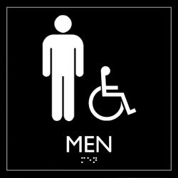 Lorell Restroom Sign, Accessible, 8 x 8 x 0.6 Inches, Black, Item Number 2025963
