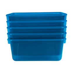 Image for School Smart Storage Tray, 7-7/8 x 12-1/4 x 5-3/8 Inches, Translucent Teal, Pack of 5 from School Specialty