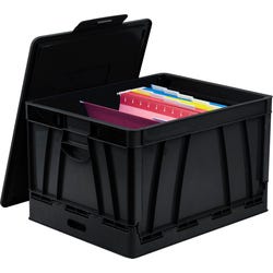 Image for Storex Collapsible Crate with Lid, 9-1/2 Gallon, Black, Pack of 4 from School Specialty