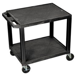 Luxor 2-Shelf Tuffy Cart Without Power, Black Shelves, Black Legs, 24 x 18 x 24-1/2 Inches 2127187