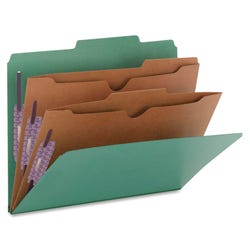 Image for Smead SafeSHIELD Pressboard Classification Folder, Letter Size, 2 Dividers, Green, Pack of 10 from School Specialty