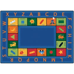 Image for Carpets for Kids Bilingual Circletime Carpet, 8 Feet 4 Inches x 11 Feet 8 Inches, Rectangle, Blue from School Specialty