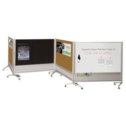 Image for Mooreco Double Sided Portable Doc Partition, 52 X 20 X 73 Inches, Porcelain Steel Markerboard And Cork from School Specialty