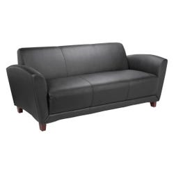 Image for Lorell Reception Seating Collection Black Leather Sofa, 75 x 31-1/4 x 34-1/2 Inches, Black from School Specialty