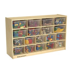 Image for Childcraft Mobile Cubby Unit, 10 Clear Trays, 8 Translucent Trays, 47-3/4 x 14-1/4 x 30 Inches from School Specialty