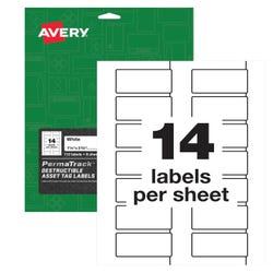 Image for Avery PermaTrack Destructible Asset Tag Labels, 1-1/4 x 2-3/4 Inches, Matte White, Pack of 112 from School Specialty